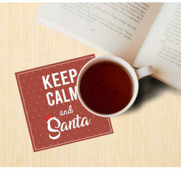 Bases para copos de natal Mantenha a calma e papai noel - TenStickers