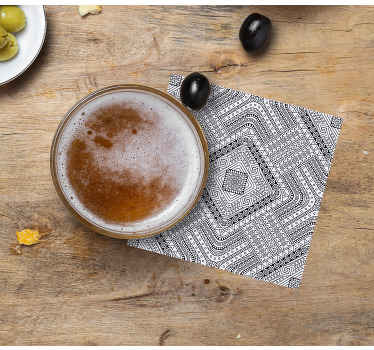 Bases para copos de texturas Padrão africano preto e branco - TenStickers