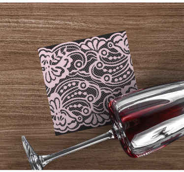 Bases para copos modernas Renda rosa elegante em preto - TenStickers