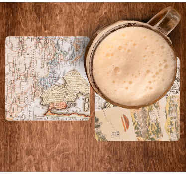 Vintage cremefarvet kort coaster - TenStickers