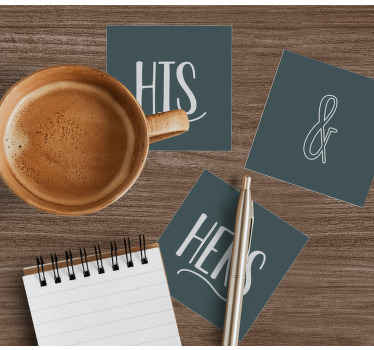 His and Hers text coasters - TenStickers
