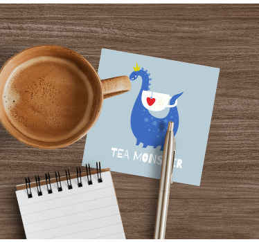 çay canavarı inek bardak altlıkları - TenStickers
