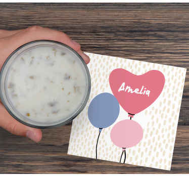 Feliz cumpleaños globos con nombre más posavasos - TenVinilo