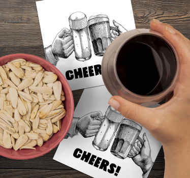 Cheers saying text coasters - TenStickers