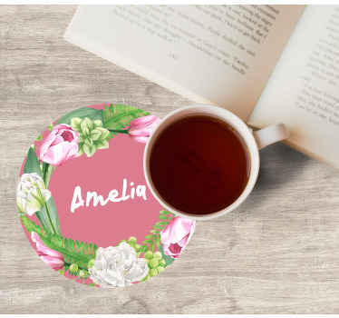 Posavasos con nombre tulipán en círculo - TenVinilo