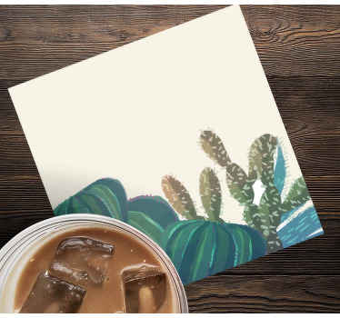 Posavasos textura Patrón circular de madera cactus tropical - TenVinilo