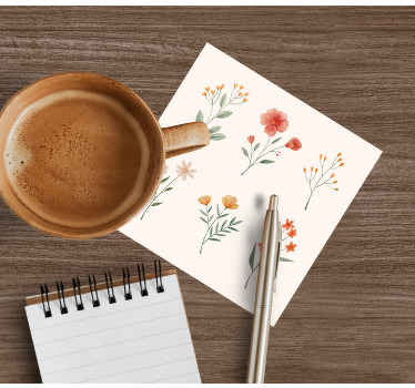 Flower set modern coaster - TenStickers