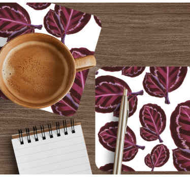 Red maranta leafs modern coaster - TenStickers