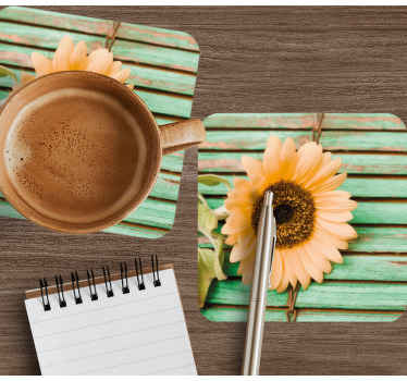 Sončnice tekstura lesa moderna podstavka - TenStickers