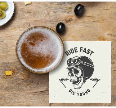 Kranie med racerbriller skør coaster - TenStickers