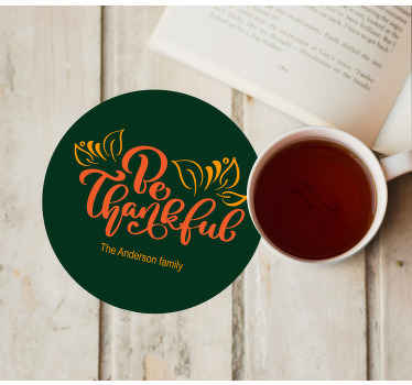 Thankful family personalised coasters - TenStickers