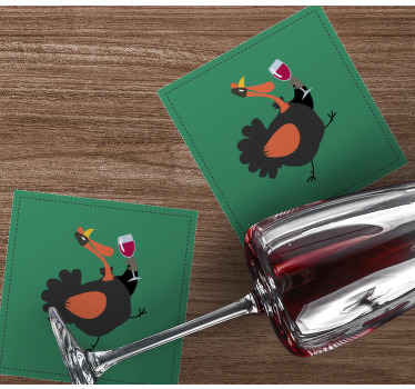 Turkey drinking wine more coasters - TenStickers