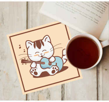 Untersetzer Modern Musiker katze cartoon - TenStickers