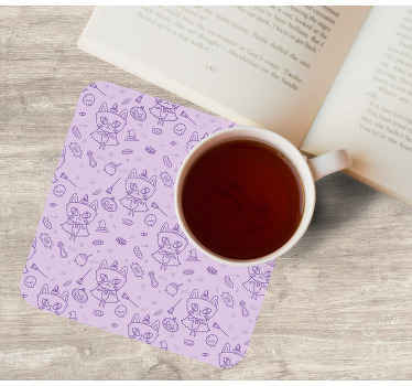 Cadı kedi çizgi film modern coaster - TenStickers