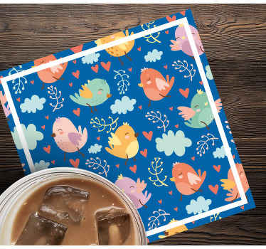 Cute flying birds cartoon modern coaster - TenStickers