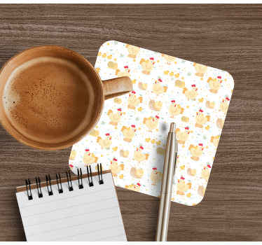 Bases para copos modernas Granja desenho animado de galinhas e ca - TenStickers