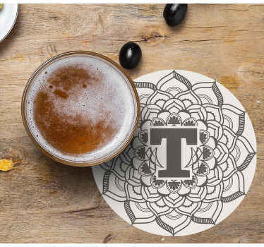 Bases para copos personalizáveis Mandala inicial - TenStickers