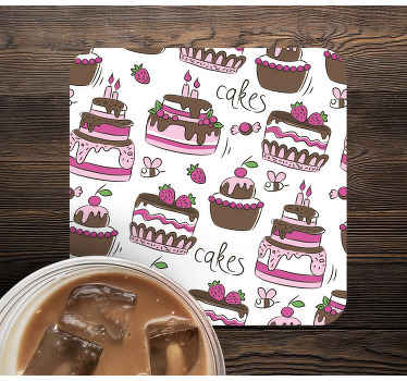 生日蛋糕图案现代杯垫 - TenStickers