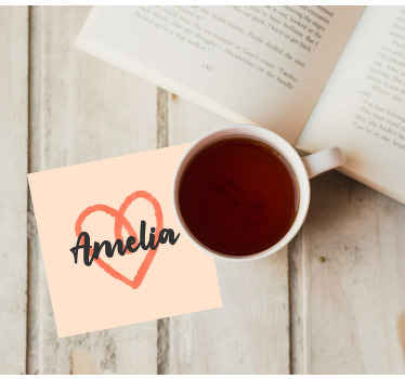 Bases para copos personalizáveis Coração rosa personalizado - TenStickers