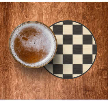 Posavasos textura Madera a cuadros en blanco y negro - TenVinilo