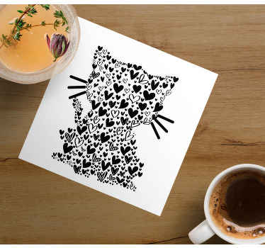 Untersetzer Modern Katzenherzen - TenStickers