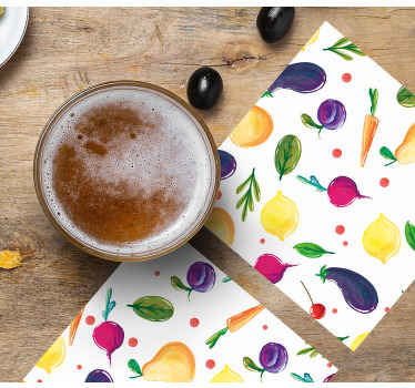 Several fruits and vegetables modern coaster - TenStickers