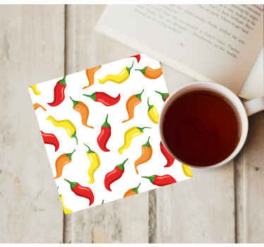 Yellow and orange pepper design modern coaster - TenStickers