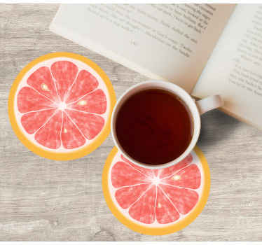 Grapefrugt pink skive flere coasters - TenStickers