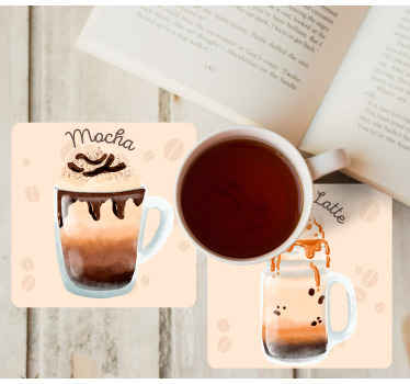 Podtácka na mieru ilustrácie kávových nápojov - Tenstickers