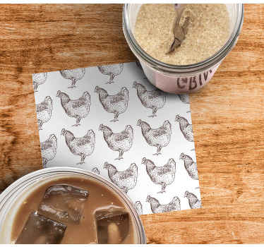Alkuperäinen malli käsin piirretty kana modernit lasinaluset - Tenstickers
