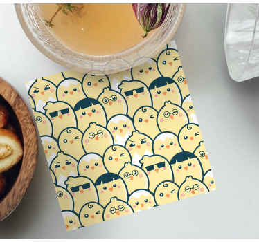 Seamless pattern yellow chicks modern coaster - TenStickers