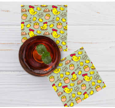 Posavasos moderno Lindo huevo de gallina patrón fantástico reempl - TenVinilo