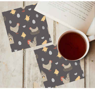 Posavasos moderno Patrón sin fisuras con lindos pollitos divertid - TenVinilo