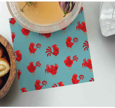 Punainen kukko sarjakuva kuvio modernit lasinaluset - Tenstickers