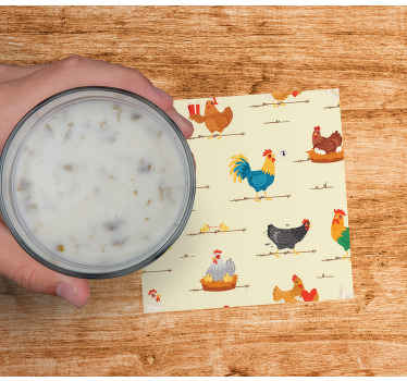 鸡卡通人物图案杯垫 - TenStickers