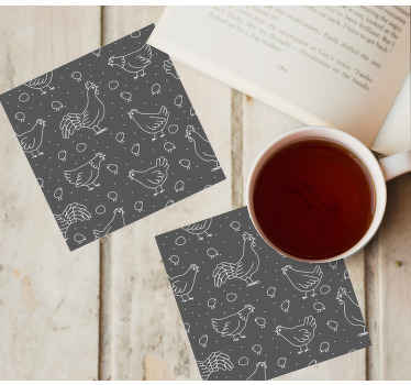 Posavasos moderno Patrón sin costuras con pollo gallo - TenVinilo