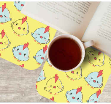 base para copos de padrão de pintinho amarelo - TenStickers