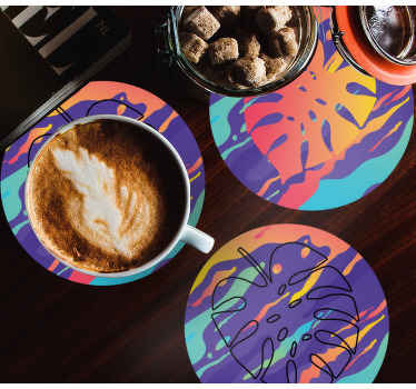 Sous-verre art abstrait avec 1 feuille colorée - TenStickers