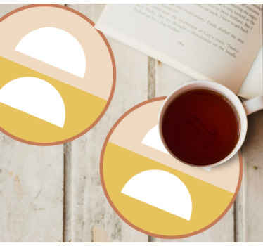 2つの半円幾何学アート現代コースター - TENSTICKERS