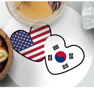 미국, 한국 하트 더 많은 컵 받침 - TenStickers