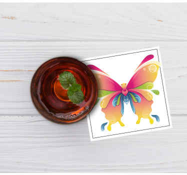 Colourful painted butterfly more coaster - TenStickers