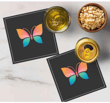 Borboleta colorida cromática mais base para copos - TenStickers