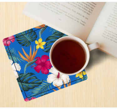 Dessous de verre en sticker à sticker floral coloré - TenStickers