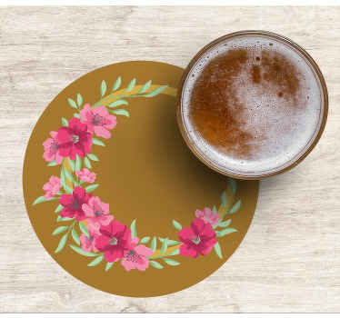 Elegant guld cirkel med blomst mere coaster - TenStickers