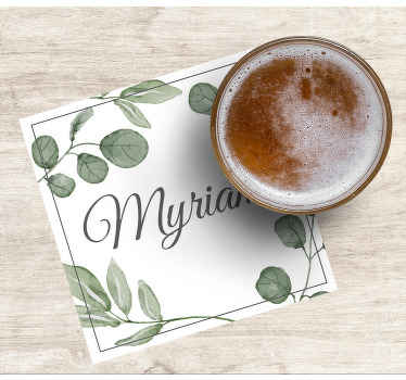 Isim altlıkları ile okaliptüs suluboya kartı - TenStickers