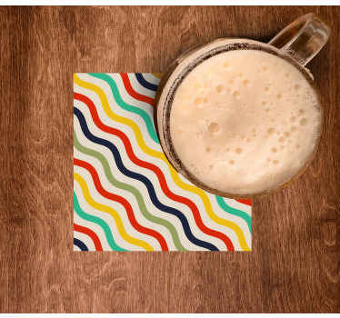 Colorful wavy lines vintage coaster - TenStickers