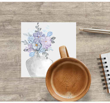 Blommor i en vas vintage glasunderlägg - Tenstickers