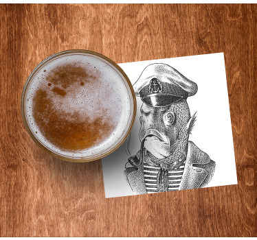 Posavasos moderno Cabeza de hombre con un pez - TenVinilo