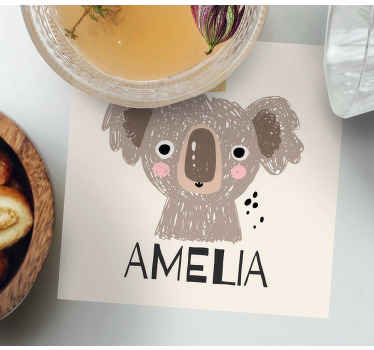 Untersetzer personalisiert Koala und personalisierter text - TenStickers