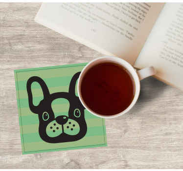 Black dog on a green design  modern coaster - TenStickers